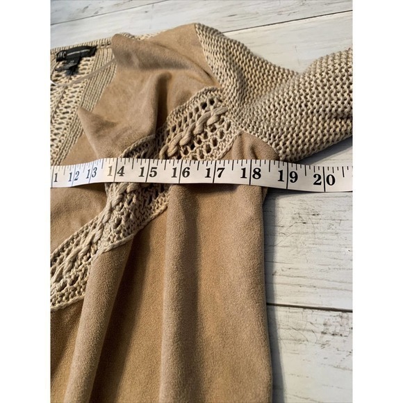 INC International Concepts FAUX‎ SUEDE Western BOHO Open Front FRINGE Jacket XS - Picture 5 of 6